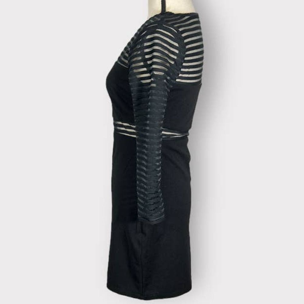 Lulu's Perfect Mesh Bodycon Mini Dress Women's Small Black 3/4 Sleeves NWT - Picture 4 of 12
